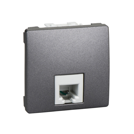 Розетка телефонная RJ11 4 контакта 2-х модульная алюминий Schneider Electric Uniсa MGU3.492.12 - 1