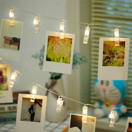 Гирлянда LED нитка з прищепками для фото, 20 шт, белая, с USB, 3 м, ZB-011W - 1