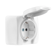 Розетка Lezard VIOLA с заземлением, с крышкой, белая, 751-0200-123В