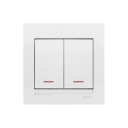 Вимикач Lezard DERIY двоклавішний, з підсвічуванням, білий, 702-0202-112