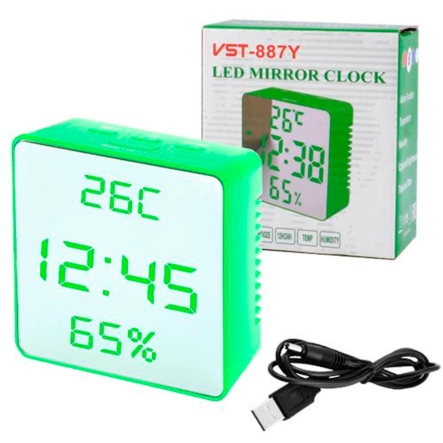 Годинник VST-887Y-4, зелений, USB - 4