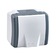 Розетка накладная Mono Electric OCTANS, 2P+PE. 16 A, IP54, с крышкой, бело-серая, 154-020007-117