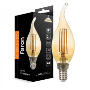 Лампа LED FERON LB-159, 6 Вт, 2200K, E14, 220 В, CF37, Filament, золото, 5626