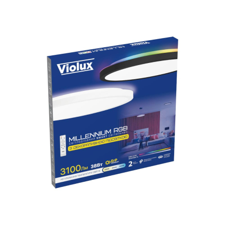 Светильник Violux MILLENNIUM BL 38W, RGB, 3000-6000K, 3600Lm, пульт, белый, 400мм, 361338