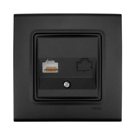 Розетка комп'ютерна, VIKO LINNERA Life, 90404032, чорна ніч - 1