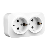 Розетка двойная HOROZ с заземлением, накладная, белая, EVA, 112-004-0002-010