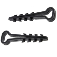 Дюбель-ялинка, затискач, для плоского кабелю D10мм, чорний