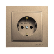 Розетка 1-а із заземленням, із захистом для дітей Mono Electric, DESPINA, бронза, 102-232321-119