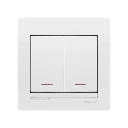 Вимикач Lezard MIRA двоклавішний, з підсвічуванням, білий, 701-0202-112