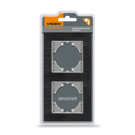 Рамка VIDEX BINERA, чорний алюміній, 2 поста, горизонтальна, VF-BNFRA2H-B - 1