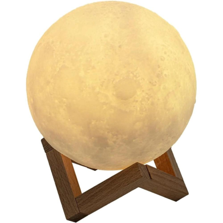 Нічник LED настільний Berger Moon 15см 3D RGB з пультом д/у та акумулятором - 1