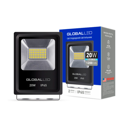 Прожектор LED GLOBAL Flood Light 20W, 5000K, 1200Lm, 1-LFL-002 - 1