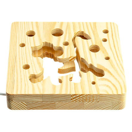 Ночник LED деревянный Весёлый львёнок (WW)