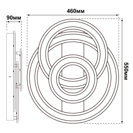 Светильник VIOLUX Smart PHANTOM, 120W, 3000-5000К, 9600Lm, 500 мм, круг, белый, 220535