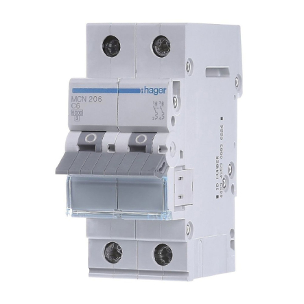 Автоматичний вимикач HAGER MCN206, 2P, 6A, С 6kA, 2M - 1