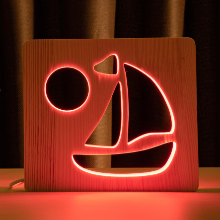 Ночник LED деревянный Кораблик (RGB/1) - 1 Ночник LED деревянный Кораблик (RGB/1) - 1