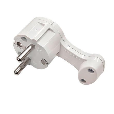 Вилка В 16 евро, 2P+PE, белая угловая откидная ручка TNSy - 2