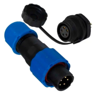 Комплект роз'ємів герметичних 16мм 5pin (штекер кабельний - монтажне гніздо) TCOM