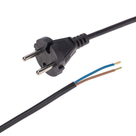 Шнур с вилкой круглой 2м черный ПВС 2х1 - 1