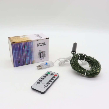 Гирлянда LED Конский хвост от USB (3м, 20 ниток) 600LED + пульт, Теплый белый