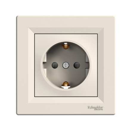 Розетка с заземлением, со шторками, Schneider Electric ASFORA, крем, ЕРН2900223 - 1