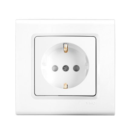 Розетка с заземлением со шторками VIKO LINNERA, 90400042, белая - 1