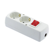 Колодка под удлинитель с выключателем JONEX GN-270 S WS, на 2 розетки с заземлением, белая