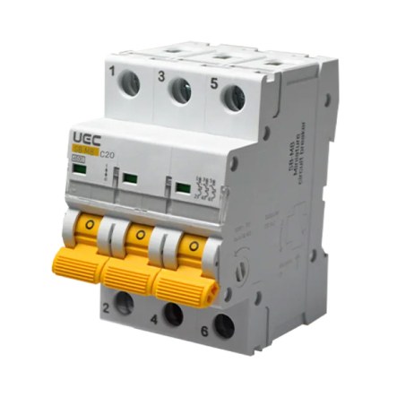 Автоматический выключатель C20A, 3P, 4,5kА, UEC SB-M8, MCB45-3-020-C - 1