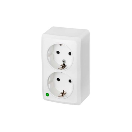 Розетка накладная двойная с заземлением, белая, IP20, Elektro-Plast BERG, 3738-00 - 1