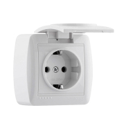 Розетка з кришкою Lezard DEMET, одинарна, із заземленням, біла, 711-0200-123