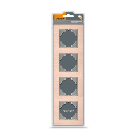 Рамка VIDEX BINERA, медный алюминий, 4 поста, горизонтальная, VF-BNFRA4H-CP - 1