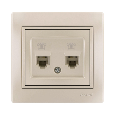 Розетка телефонная евро Lezard MIRA двойная, жемчужно-белый перламутр, 701-3030-138 - 1