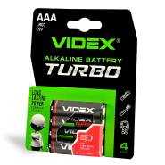 Батарейка щелочная VIDEX LR03/AAA Turbo 4шт blister (цена за 1шт), 27021