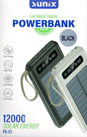 Повербанк (УМБ) SUNIX PB-43, 12000 мАч, черный - 3
