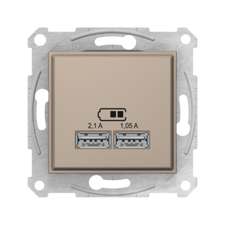 Механизм USB-розетки 2,1A 10,5W Schneider Electric Sedna, титан, SDN2710268 - 1