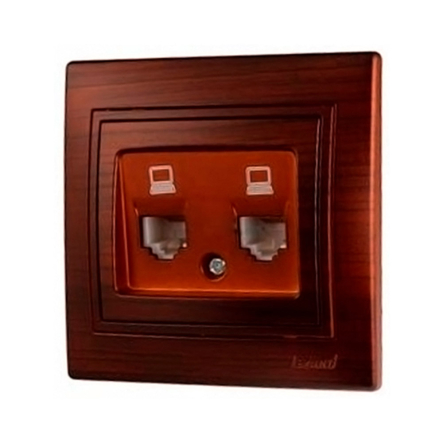 Розетка компьютерная Lezard MIRA двойная, Античный Кедр, 701-0404-141 - 1