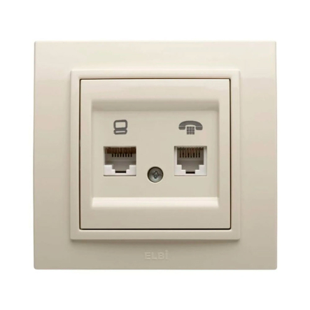 Розетка компьютерная + телефонная EL-BI Zena, крем, 500-010300-231 - 1