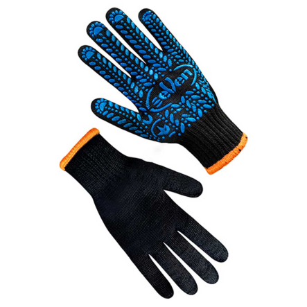 Перчатки трикотажные черные с ПВХ точкой SEVEN 78611 - 1