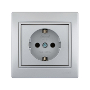 Розетка Lezard MIRA одинарная с заземлением, металл серый, 701-1010-122В