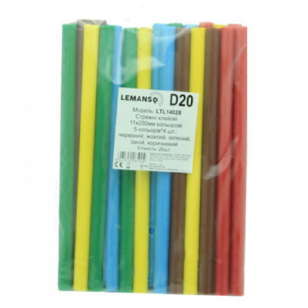Стрижні клейові Lemanso, 200х11мм (ціна за пачку 20шт.) кольорові, LTL14028 - 1