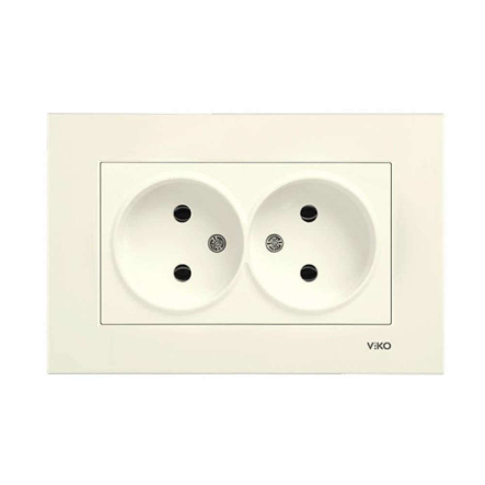 Розетка двойная, 250 В, 16 А, 2P(L+N), VIKO KARRE, 90960155, крем - 1