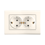 Розетка двойная с заземлением VIKO LINNERA, 90401056, крем