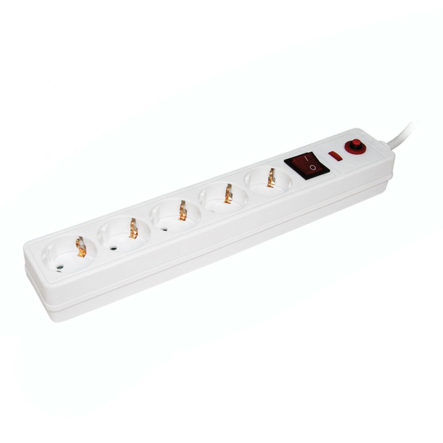 Сетевой фильтр IEK 5 гнезд /1.5м 2P+Е 3*1мм 16A, WFP10-16-05-01-N - 1