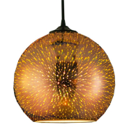 Подвес стекло 3D эффект Е27 хром круглий 6 QUANTUM HOROZ Electric, 021-006-0001-020