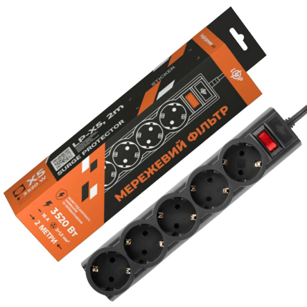 Фильтр-удлинитель Logic Power LP-X5-2, (3520Вт) 5 гнезд, 2 м, PREM Black - 1