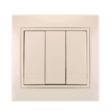 Вимикач Lezard MIRA триклавішний, крем, 701-0303-109 - 1