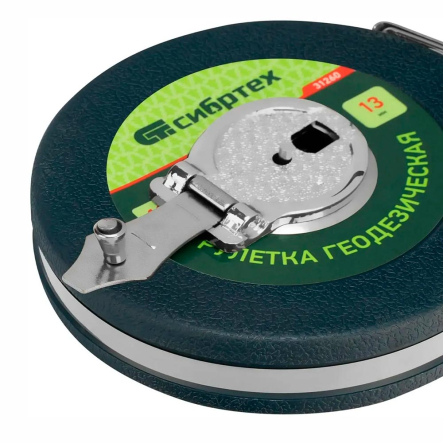 Рулетка геодезическая 10 м x 13 мм закрытый корпус фибергласовая лента СИБРТЕХ 31260