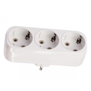 Трійник LUXEL вертикальний із заземленням, білий, 1018