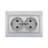 Розетка Lezard MIRA двойная, с заземлением, металл серый, 701-1010-127В