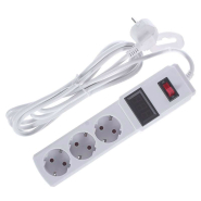 Удлинитель 3 гнезда 3м цифр. вольтметр, з/з 3x0.75mm макс 2500W с кнопкой Lemanso/LMK71005 белый